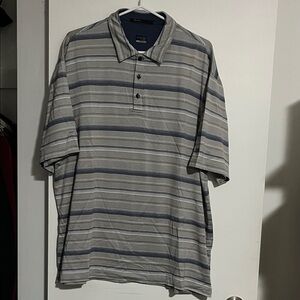Men's Striped Polo Shirt - Gray and Blue